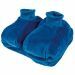Warmwaterkruik met fleececover voor voeten - blauw